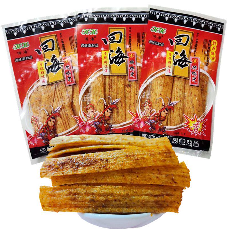 回海素脆鸭皮辣片四海辣条多兴绿爽儿时怀旧校园畅销麻辣面筋零食