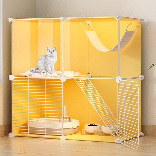 魔片多层宠物围栏猫咪笼子家用室内一体猫舍大空间两层半封闭别墅