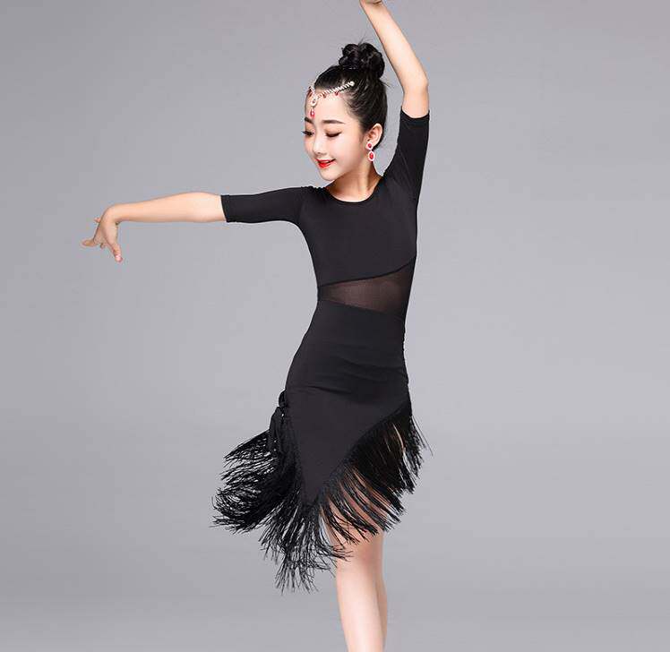 儿童拉丁舞裙新款流苏夏季女童舞蹈服比赛演出服装少儿练功服连