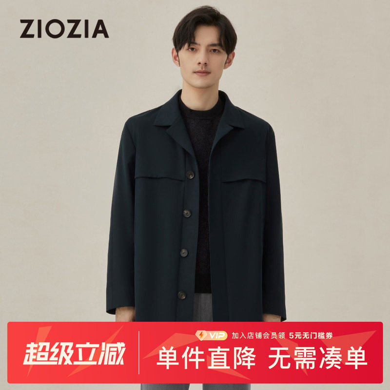 ziozia秋季都市休闲棉感斜纹风衣图片