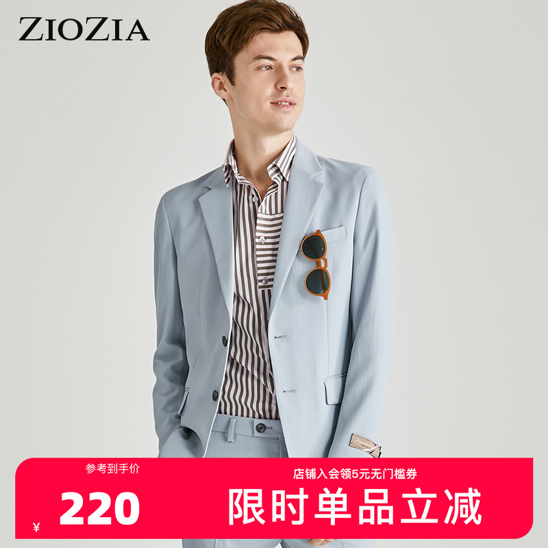 ziozia休闲西服春男韩版舒适便西服灰西装套装上衣ZKG01252X