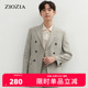 西服ZSB12302M 双排扣商务正装 ZIOZIA夏季 羊毛弹性面料男士