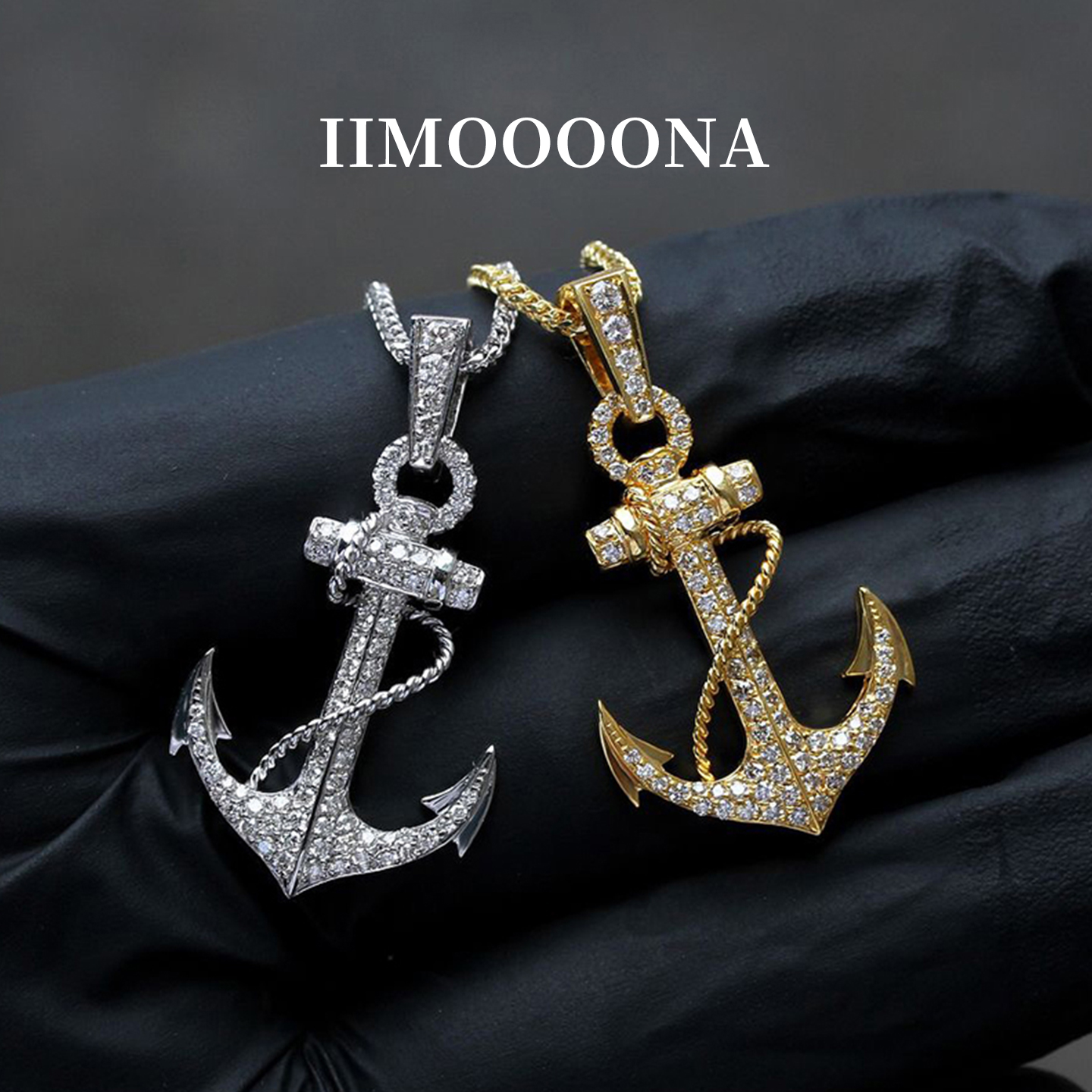 IIMOOOONA船锚镶钻吊坠百搭项链