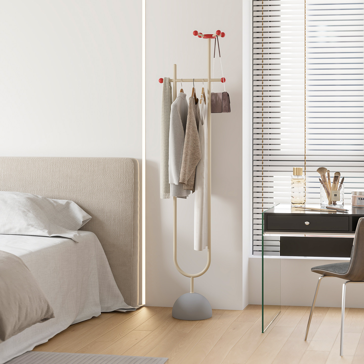 顾得简易挂衣架卧室放衣架金属衣柜顶天立地晾衣架家用双杆衣帽架