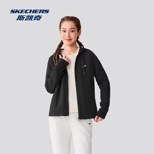 斯凯奇女士秋冬保暖连帽运动外套