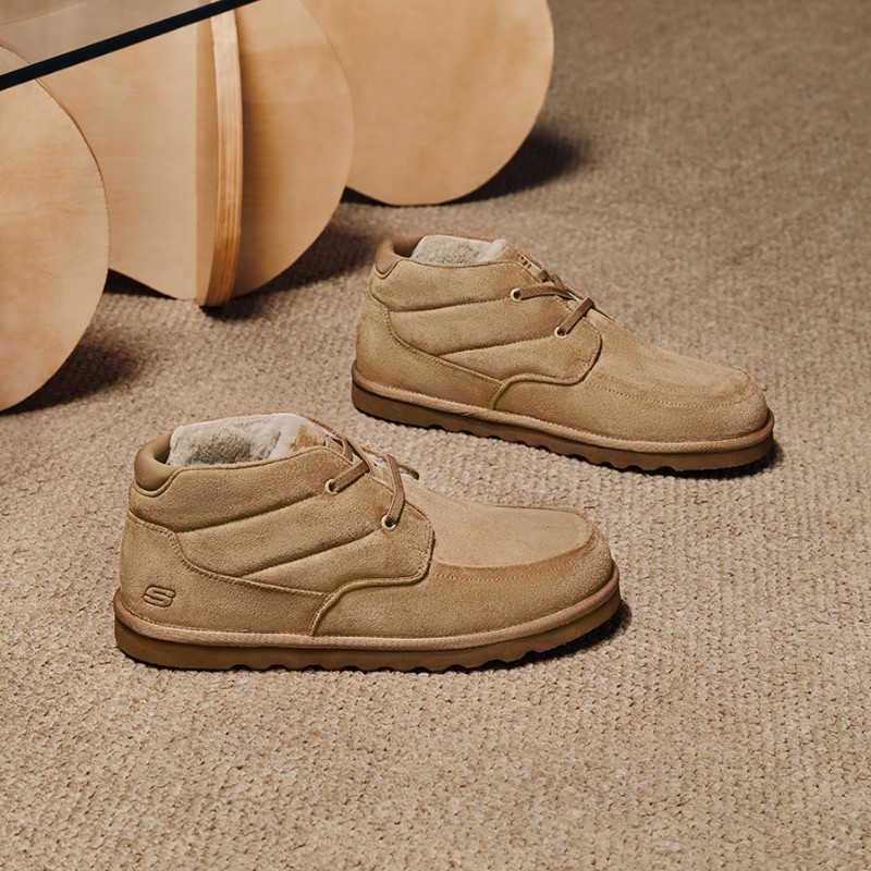 斯凯奇冬季款男鞋加绒保暖短筒靴