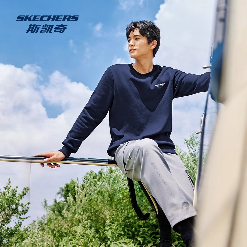 Skechers斯凯奇男士加绒圆领卫衣