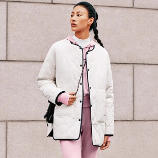 Skechers斯凯奇秋冬款女子双面穿中长款裥棉外套保暖棉服P124W001