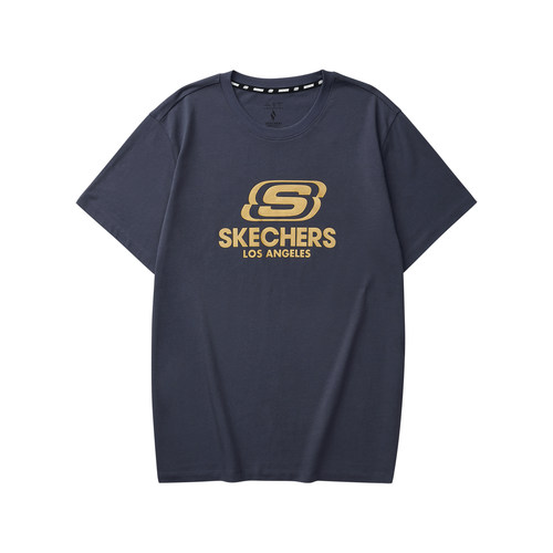 斯凯奇男女同款针织短袖纯棉T恤