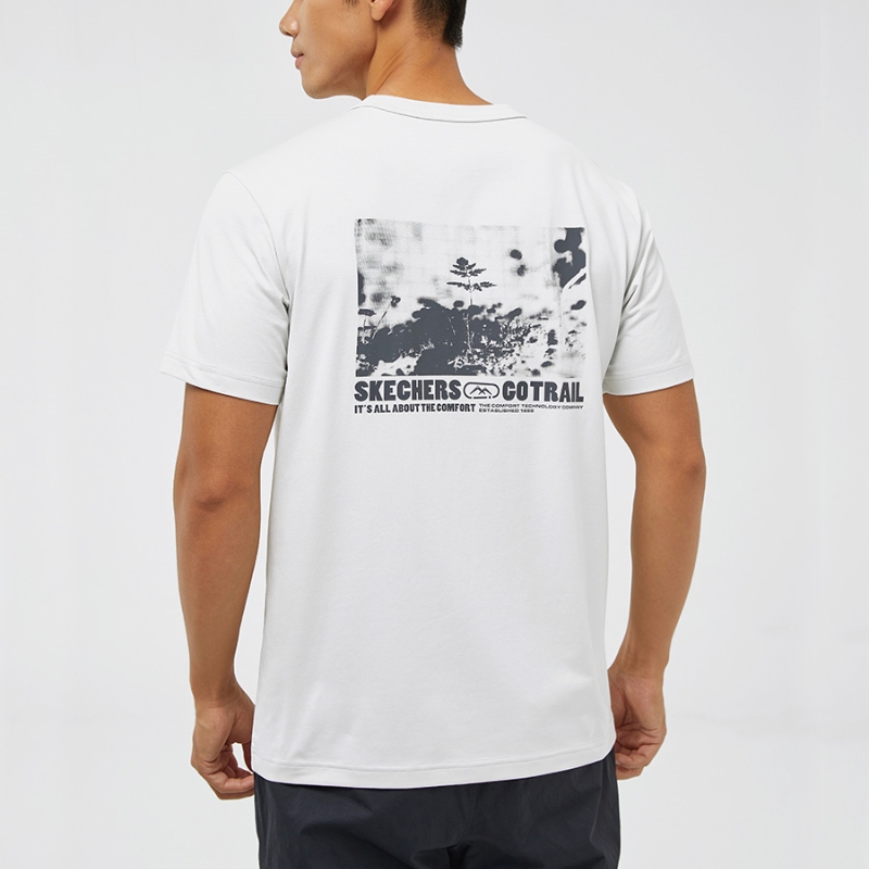 斯凯奇夏季男子针织圆领短袖T恤