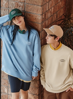 Skechers斯凯奇男女情侣款复古运动卫衣宽松圆领针织上衣L324U096