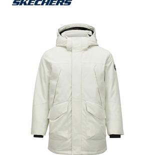 Skechers斯凯奇男士 连帽羽绒外套L424M060 秋冬防风防泼水保暖长款