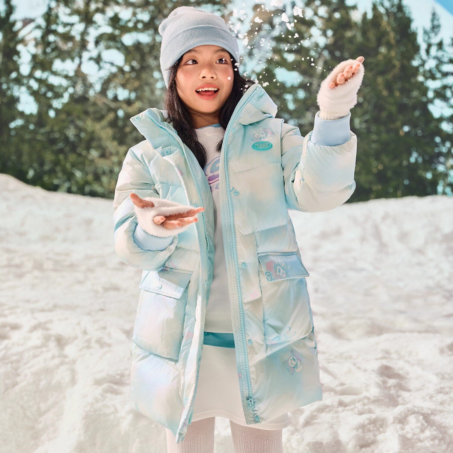 Skechers女童秋冬梭织中款羽绒服