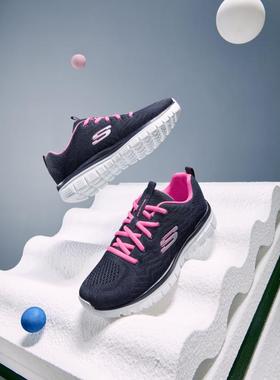 Skechers斯凯奇女鞋秋冬款透气网面软底防滑休闲运动跑步鞋12615