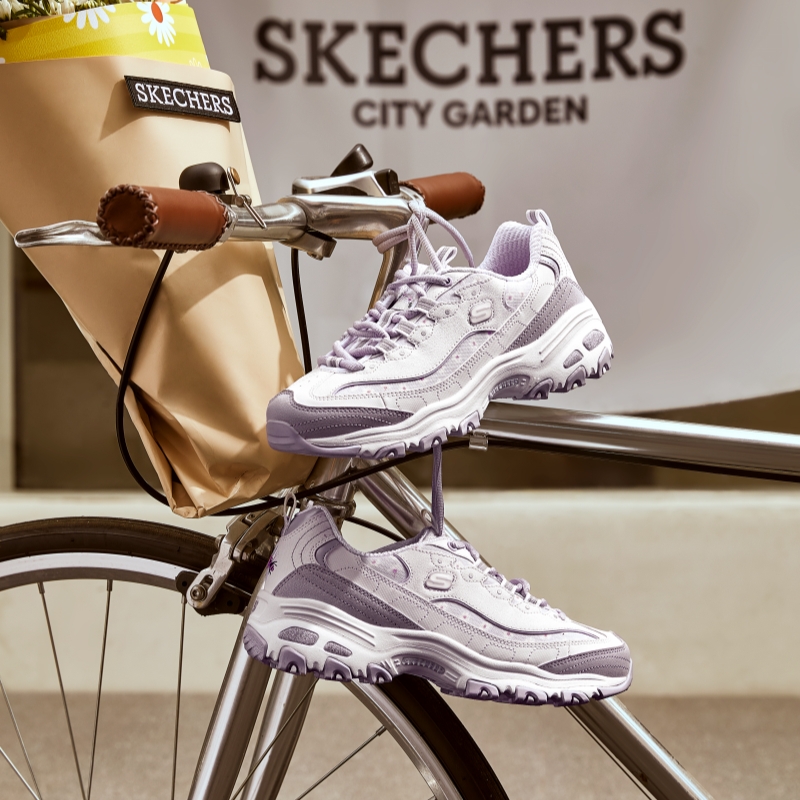 Skechers斯凯奇女鞋夏季新款fafa熊雏菊刺绣厚底增高老爹鞋896180