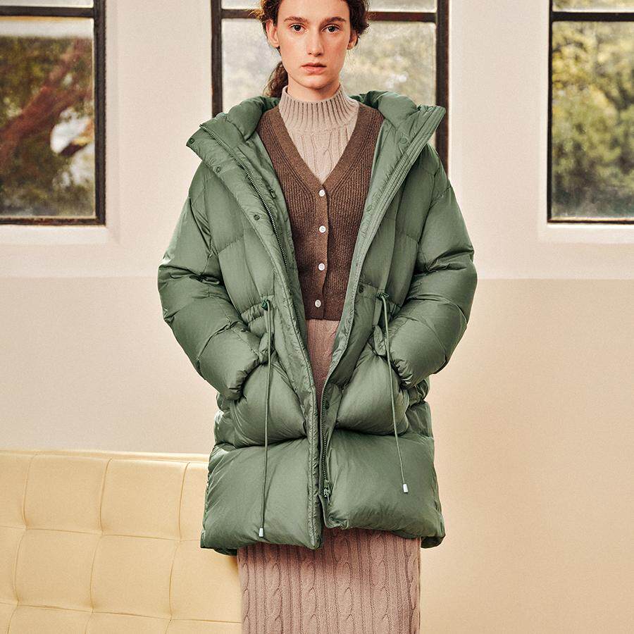 斯凯奇冬新款女士梭织长款羽绒服