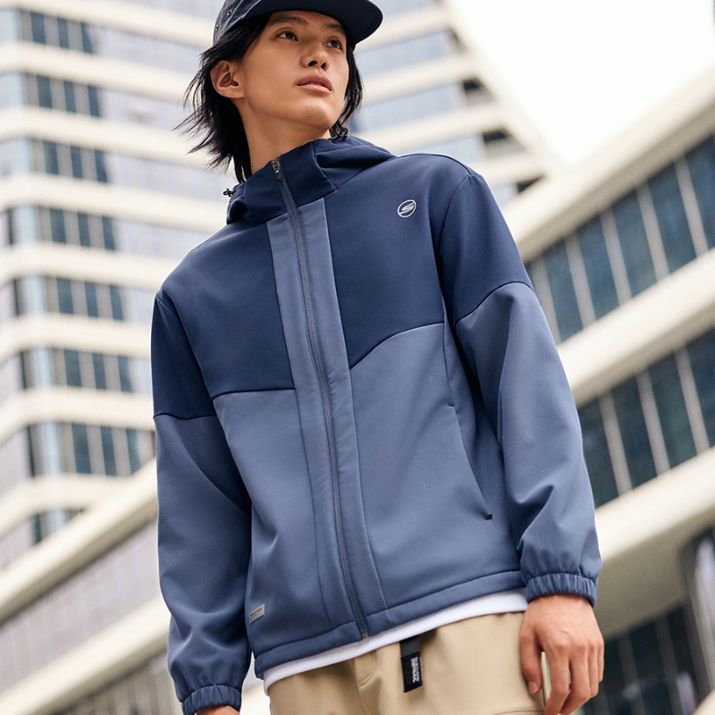 斯凯奇秋冬新款男士梭织连帽外套