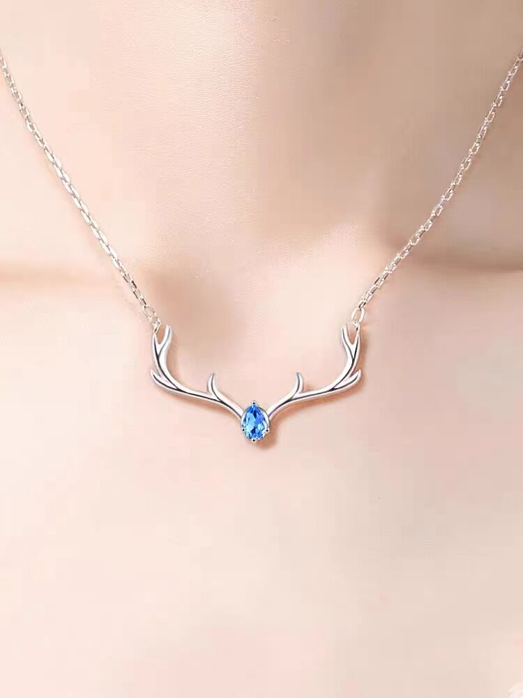 一路鹿有你项链女925纯银鹿角轻奢高级感小众七夕生日礼物送女友