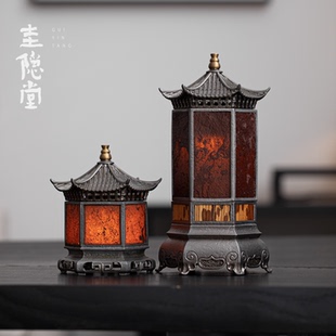 圭隐堂锡合金岩石烛台灯民宿茶室高级感氛围灯茶道摆件禅意盘香炉