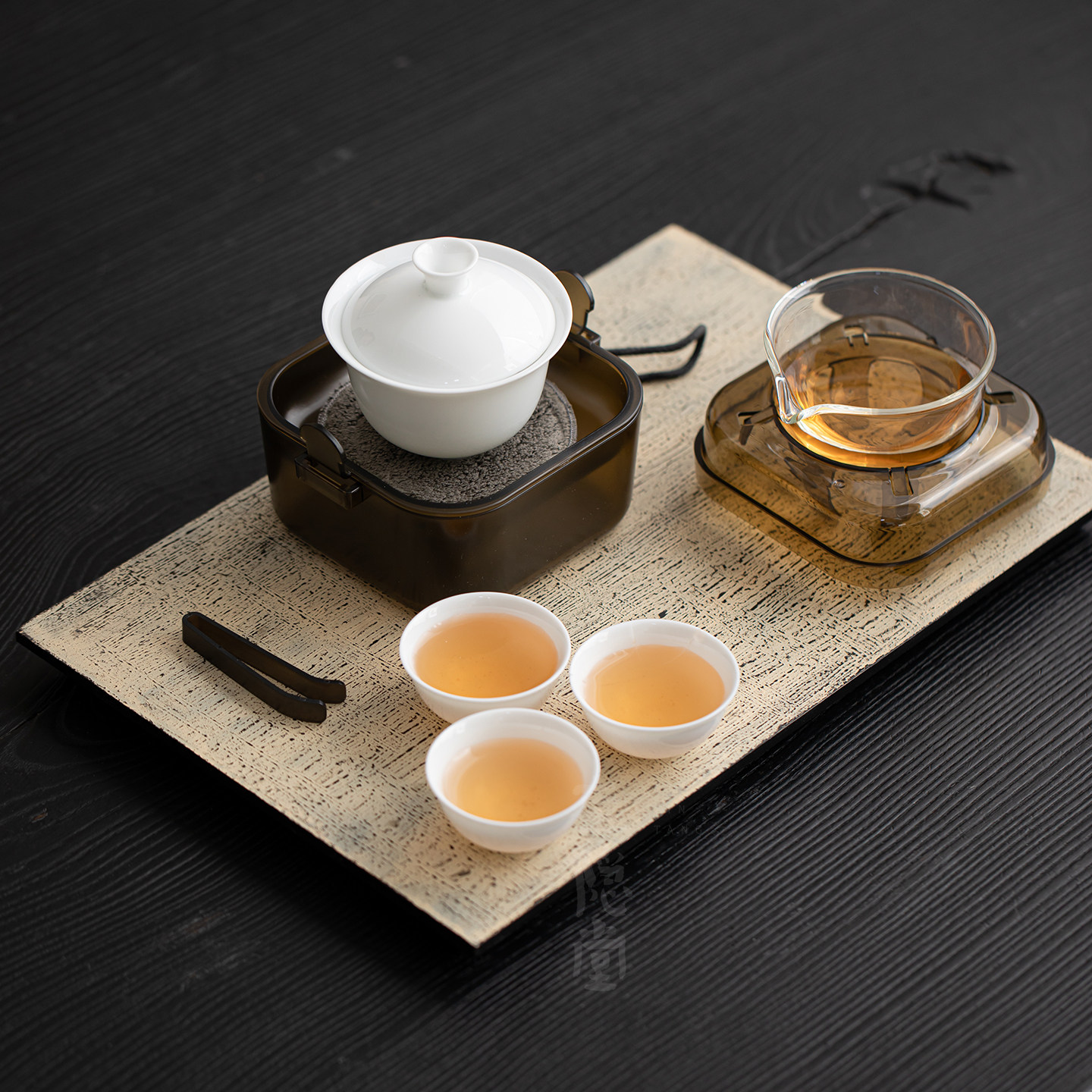 圭隐堂便携式旅行茶具套装一壶三杯羊脂玉瓷泡茶杯户外露营快客杯