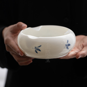 圭隐堂纯手绘蝴蝶兰花陶瓷烟灰缸家用客厅办公室时尚 烟缸雪茄烟皿
