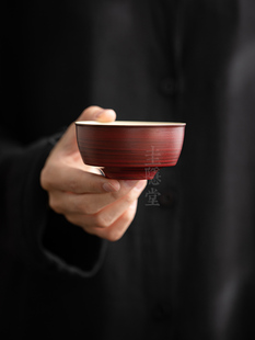 Sabi大师茶杯 桂音堂粉红山楂红手工陶瓷功夫茶杯家覆古Wabi