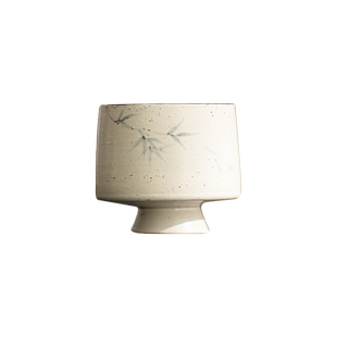 圭隐堂粉引侘寂风日式茶杯家用复古手绘墨竹主人杯个人单杯品茗杯