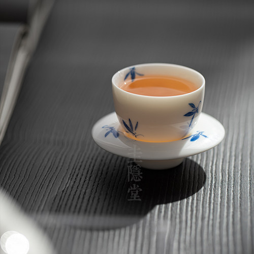 圭隐堂手绘蝴蝶兰花茶杯主人杯