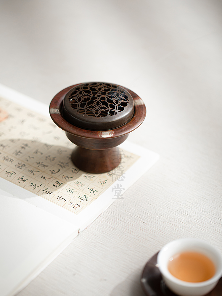 桂荫堂手工纯铜中式禅宗香炉家庭茶室檀香沉香卷香茶道香炉装饰品