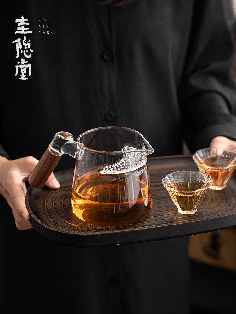 圭隐堂月牙茶漏过滤一体玻璃公道杯茶水分离绿茶泡茶杯公杯分茶器,餐饮具,公道杯,淘宝优惠券,粉丝福利购,淘宝优惠卷