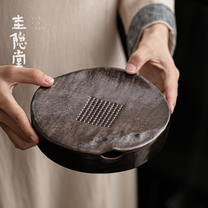 圭隐堂日式志野烧粗陶壶承家用储水干泡茶盘茶壶茶具茶托盘小茶台