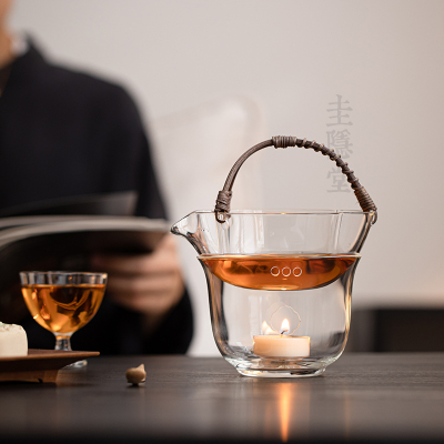 圭隐堂耐热玻璃藤编公道杯家用公杯泡茶杯茶海烤茶暖茶温茶器套装