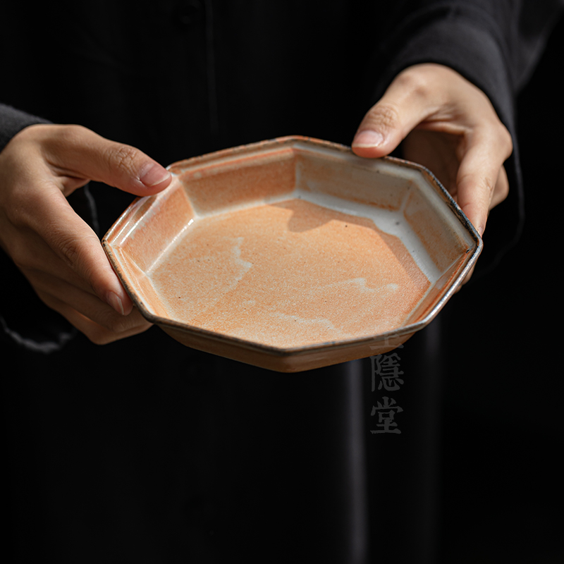 圭隐堂志野烧窑变开片陶瓷壶承家用复古茶盘干泡台茶道茶点盘茶台