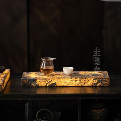 圭隐堂中式国风页岩石干泡茶盘壶承家用茶壶茶托盘茶台茶室氛围灯