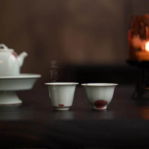 圭隐堂汝窑天青陶瓷茶杯钧瓷中式家用主人杯品茗杯个人单杯闻香杯