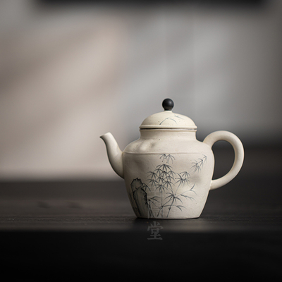 圭隐堂手绘陶瓷复古茶壶粉引日式侘寂风家用泡茶壶单壶防烫手抓壶