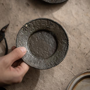 圭隐堂手工锔钉古锡杯垫家用复古做旧防烫隔热茶垫茶杯垫杯托茶托