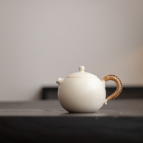 圭隐堂苏打烧陶瓷茶壶纯手工藤编复古中式家用泡茶壶小号手抓单壶