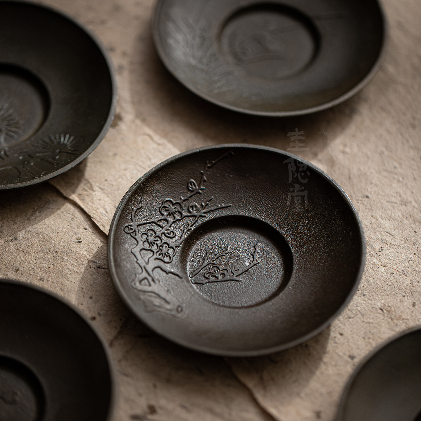 圭隐堂新中式手工梅花古锡茶杯垫家用复古防烫隔热垫茶垫杯托茶托