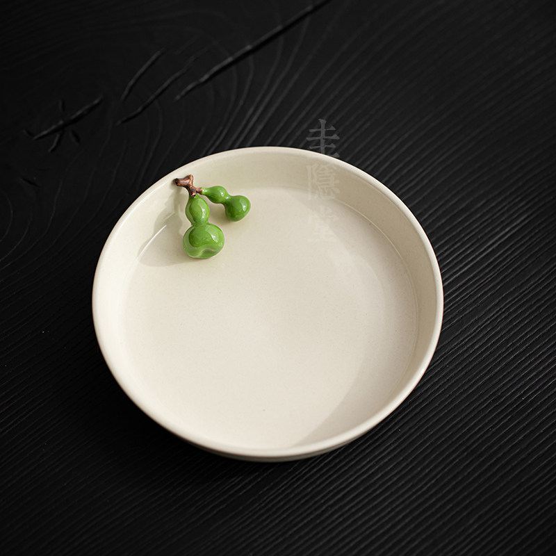 圭隐堂草木灰陶瓷壶承茶托葫芦茶壶托盘复古家用干泡台茶点盘果盘