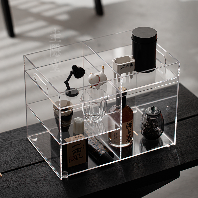 圭隐堂亚克力茶棚茶具茶杯收纳架置物架透明桌面展示架杯架博古架