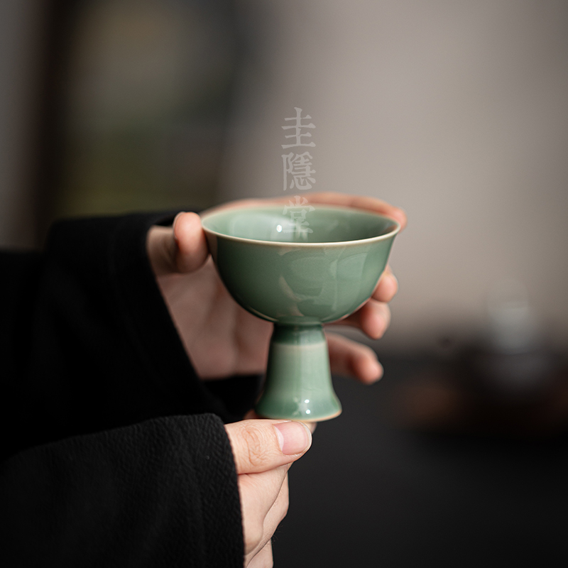 圭隐堂越窑青瓷贵妃高脚茶杯