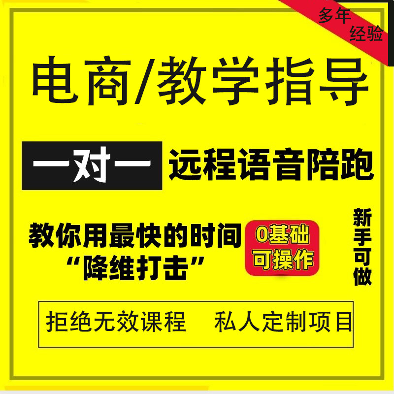 个人淘宝陪跑店铺拼多多实操1对1指导天猫京东运营指导付费推广