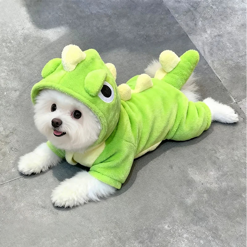 小恐龙变身法兰绒保暖宠物衣服