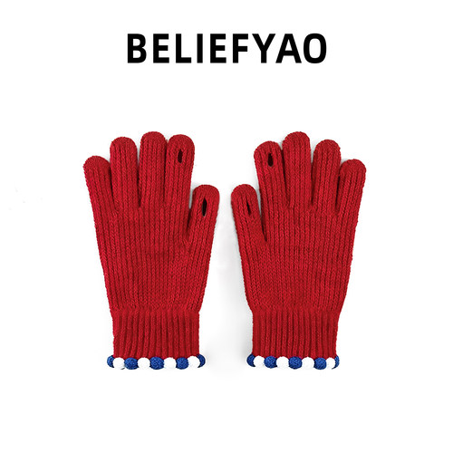 BELIEFYAO原创冬季糖果色手套