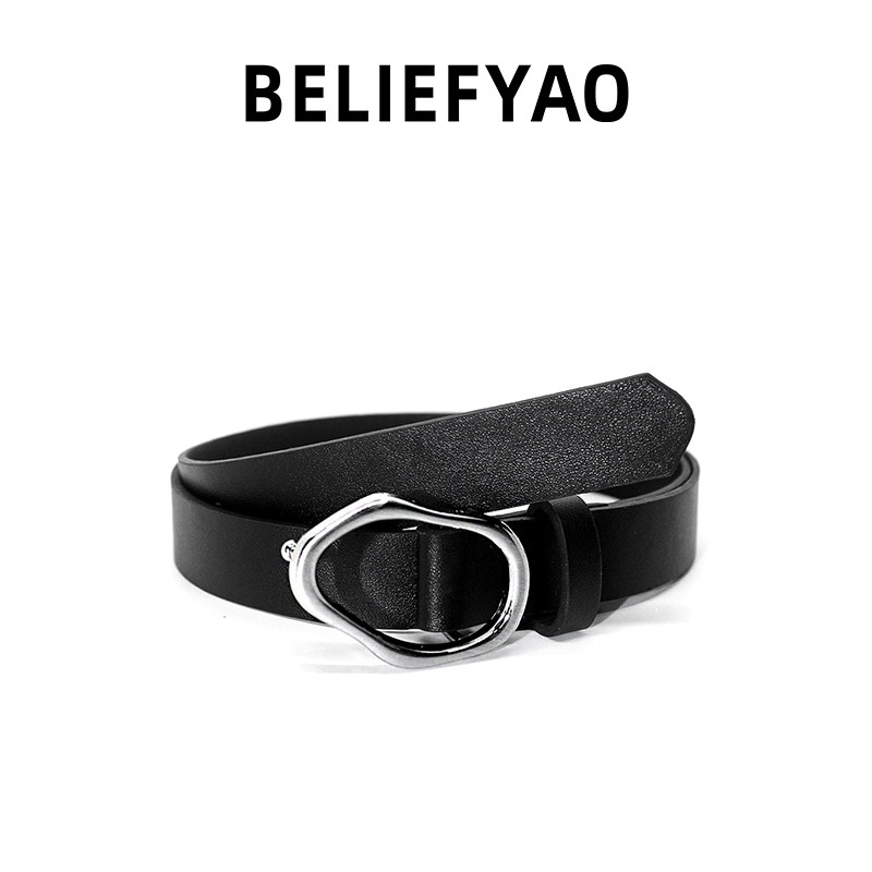 BELIEFYAO原创不规则扣头腰带男女款设计感小众潮流cleanfit皮带