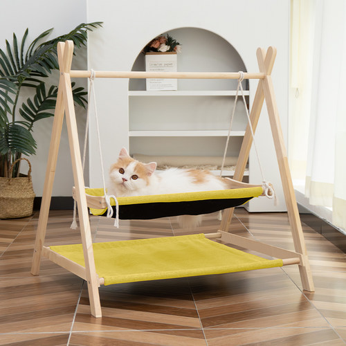 猫咪吊床秋千摇篮床双层实木吊床