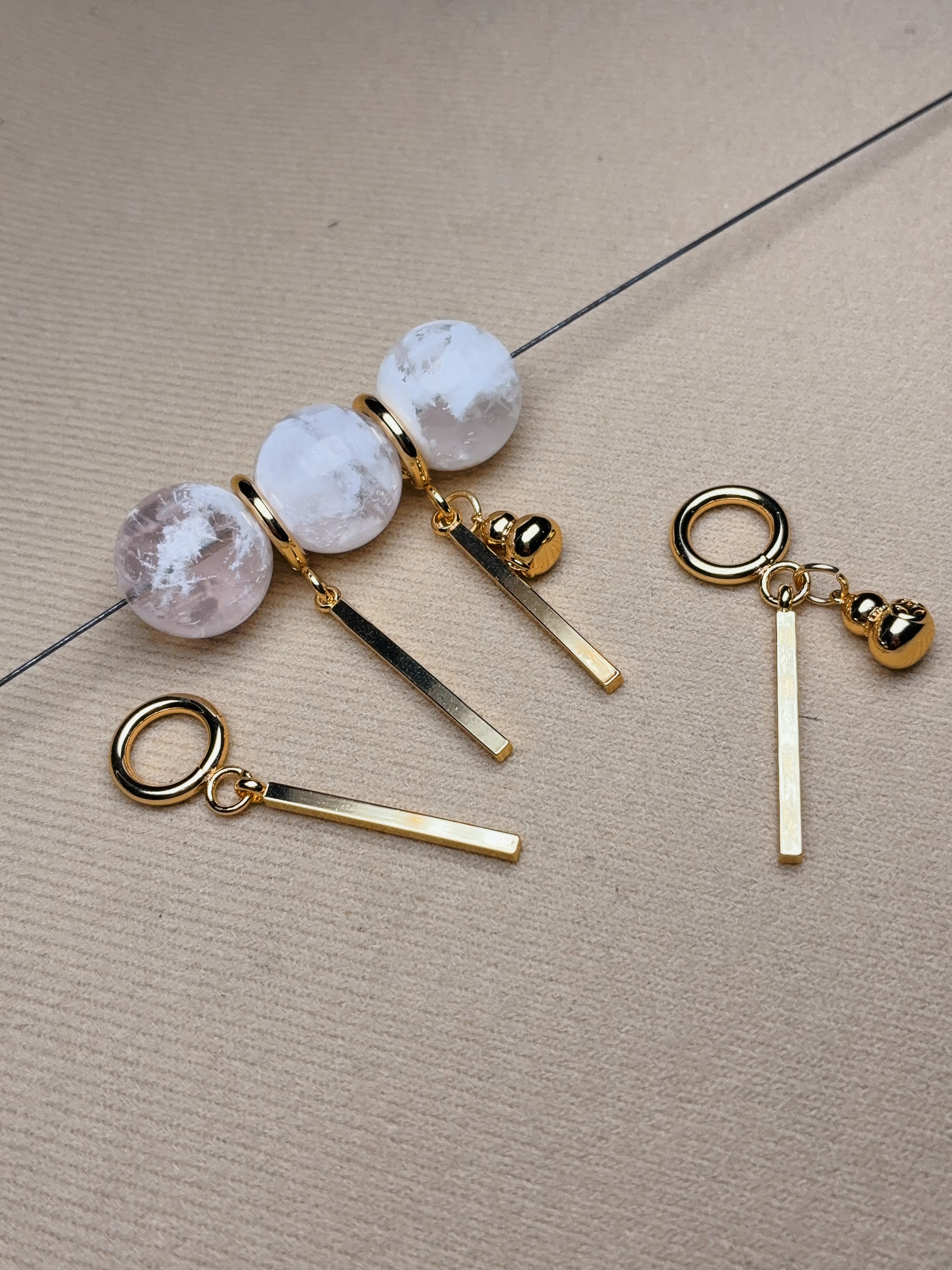 【316钛钢精雕】真空镀18K金色葫芦流苏提留搭配水晶手工材料diy