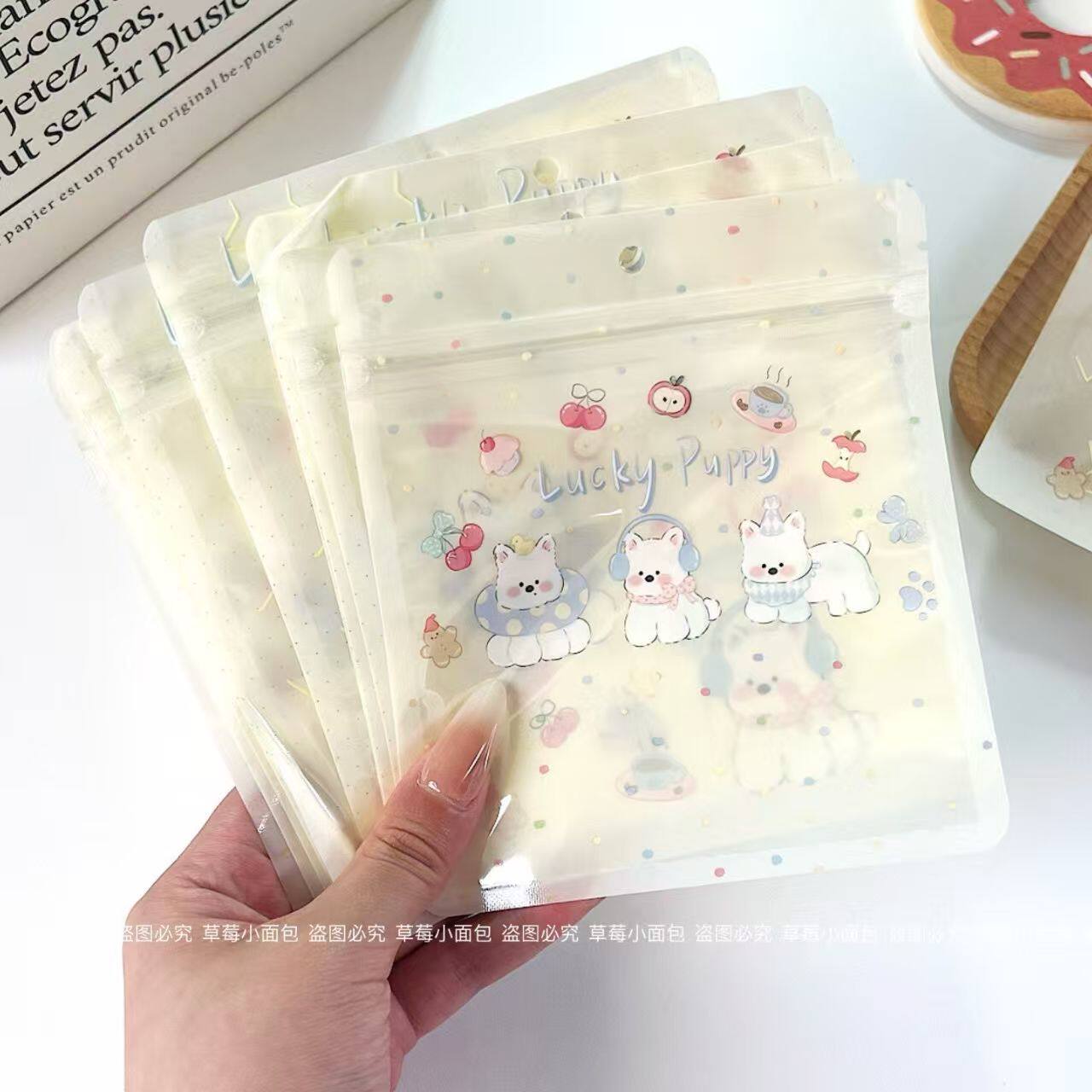 西高地小狗自封袋透明礼品袋手账饰品打包袋收纳包装袋可爱糖果袋