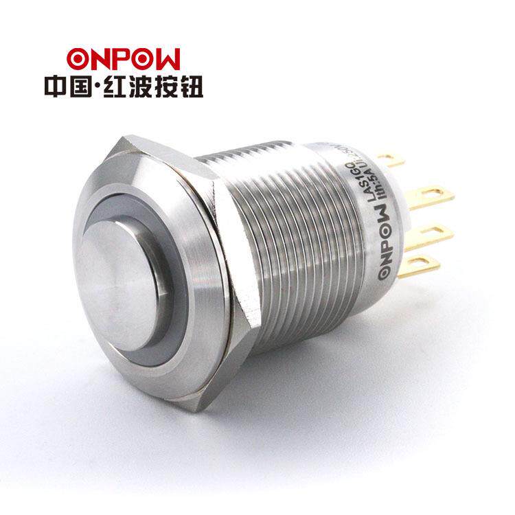 ONPOW中国红波LAS1GQ系列抗破坏高平环形带灯金属按钮开关